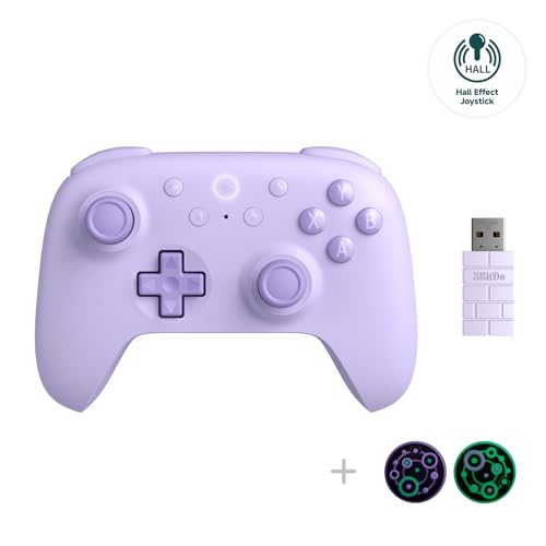 8Bitdo Ultimate 2C Hall Effect Joysticks and Hall Triggers Wireless Controller for Windows PC and Android, with Remappable L4/R4 Bumpers, Turbo function & Rumble vibration (Purple) - color: Purple, size: Ultimate 2C