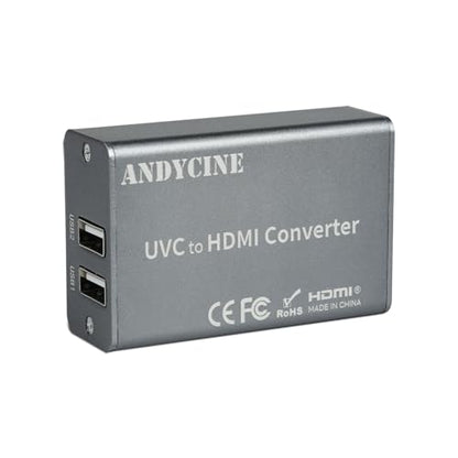 ANDYCINE UVC2H UVC to HDMI Converter/Adapter with Power Delivery, Compatible with DJI Osmo Action 4/5 & Pocket 3,Pocekt 4, Insta360, USB to HDMI, for Live Streaming, Webcam to TV/Monitor/Capture Card