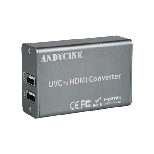 ANDYCINE UVC2H UVC to HDMI Converter/Adapter with Power Delivery, Compatible with DJI Osmo Action 4/5 & Pocket 3,Pocekt 4, Insta360, USB to HDMI, for Live Streaming, Webcam to TV/Monitor/Capture Card