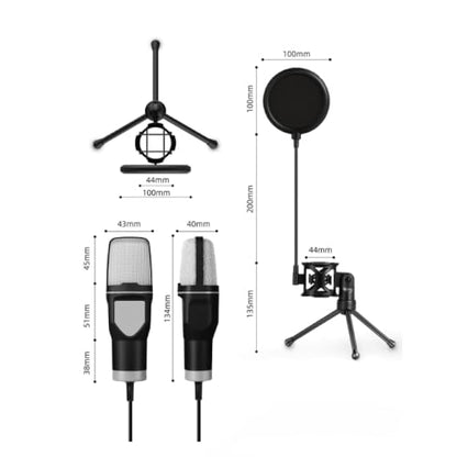 USB Condenser Gaming Microphone with RGB Lighting and Tripod - Compatible with PC, PS4, and PS5