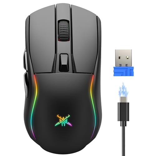 TECKNET Wireless Gaming Mouse,Tri-Mode 24000 DPI Ergonomic Gaming Mouse | 1000Hz Polling Rate,RGB Backlit,6 Programmable Buttons,ergonomic plastic body,fits PC/Laptop/Mac,for gaming and office - color: Black