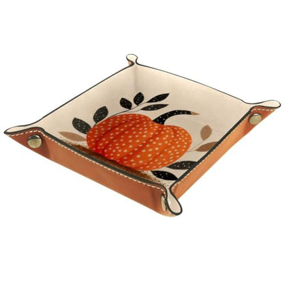 Autumn Pumpkin Dice Tray Folding Square PU Leather Dice Rolling Tray | Portable Dice Trays for Dice Games Like RPG, DND and Other Table Games, Folded 4.5x4.5x1.2inch - color: Autumn Pumpkin