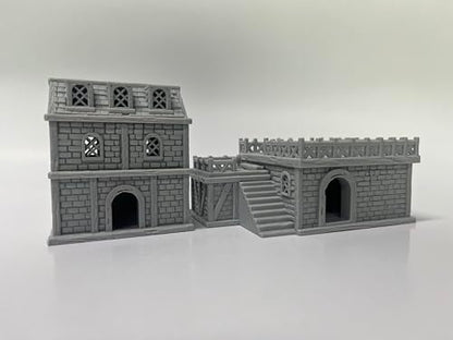 Middle Ages Medieval Architectural Terrain Set for 18mm/28mm Miniatures Wargame, 3D Printed and Paintable, Gift for Tabletop Hobby Enthusiasts (18mm Scale) - size: 18mm Scale