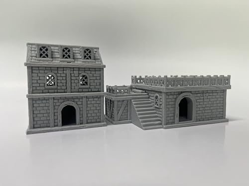 Middle Ages Medieval Architectural Terrain Set for 18mm/28mm Miniatures Wargame, 3D Printed and Paintable, Gift for Tabletop Hobby Enthusiasts (28mm Scale) - size: 28mm Scale