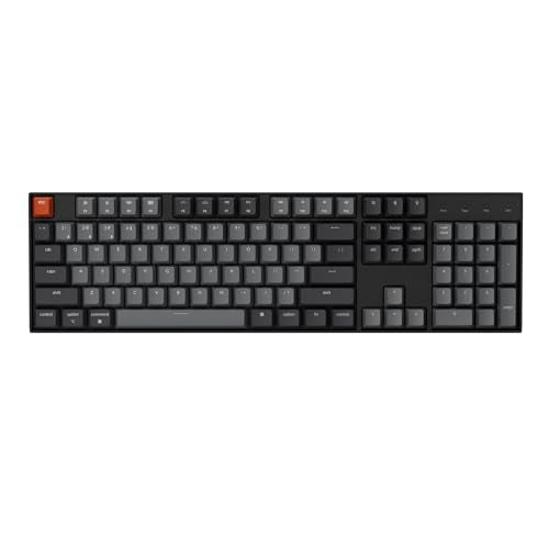 Keychron K10 Full Size 104 Keys Bluetooth Wireless Mechanical Gaming Keyboard for Mac Windows with Keychron Silent K Pro Red Switch, Multitasking/White LED Backlight/USB C Wired Computer Keyboard - color: Keychron Silent K Pro Red Switch
