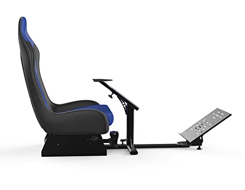 Sim Racing Cockpit with Seat | Compatible with G29 G920 G923 T248X T248 T300RS TX F458 T500RS| Easy to Install Racing Wheel Stand for PS5, Xbox, PC Gaming (Black/Blue) - color: Black/Blue