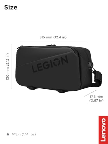 Lenovo Legion Sling Bag, Waterproof Carrying Case Bag for Legion Go Gaming Console, Black, Custom Fit Console Carrier, Adjustable Shoulder Strap, Multiple Compartments, Durable and Stylish Design - size: Legion Go Sling Bag