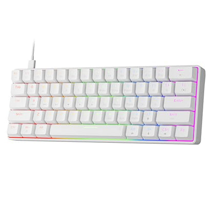 Newmen GM611 Mechanical Keyboard,LEDBacklit Wired Gaming Keyboard RedSwitch | Compact Portable,Mini 61 Keys,LED Backlit,60 Percent Mechanical Keyboard,White Keycaps,Windows Laptop PC,Linear Red Switches - color: white keycaps-red switch