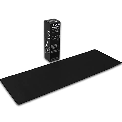Gaming Mouse Pad (5mm) Extended 36 inch | 36x12x0.20 Extra Thick | Black | Stitched Edge, Large Washable Desk Mat - size: 36” Extended (5mm)
