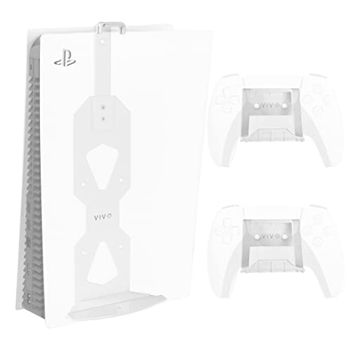 VIVO Steel Wall Mount Bracket Designed for PS5 Gaming Console, Vertical Display for PlayStation 5, Open Design, 2 Controller Mounts, White, MOUNT-PS5W - color: White