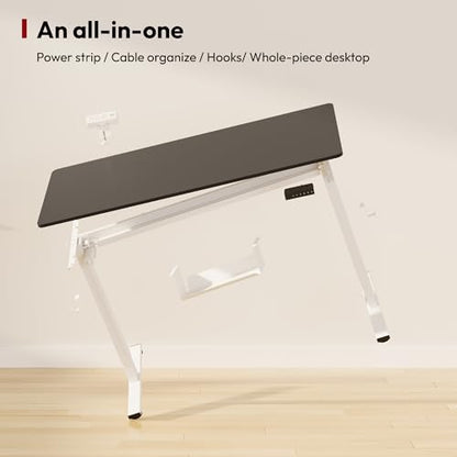 SANODESK Electric Standing Desk with Desk Clamp Power Strip 40"x 24" Whole-Piece Desktop Height Adjustable Stand Up Desk with Cable Management Sit Stand Home Office Desk White Frame/Black Top - color: White Frame+black Top, size: 40"x24"