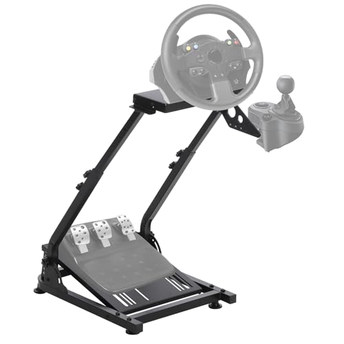 Garvee Racing Wheel Stand, Steering Wheel Stand Compatible with Logitech G920 G29 G27 G25 Gaming Cockpit Height Adjustable Foldable Gaming Racing Simulator Steering Wheel Stand NOT Included, Black