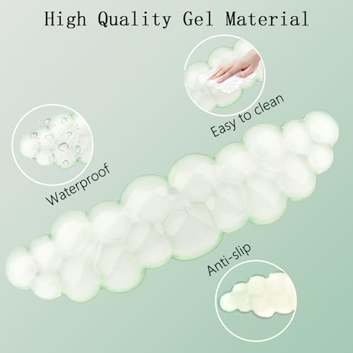 Gel Cloud Wrist Rest Keyboard Clear Green Mouse Pad with Wrist Rest Set 3PCS Ergonomic Cool Keyboard Wrist Pad Cute Acrylic Coaster Non-Slip Base Cute Transparent Mouse Wrist Pad Support for Computer - color: 3pcs Gel Green