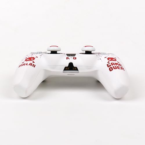 Pixelated Skull Controller Skin Cover Compatible with PS5/Playstation 5 Controller, RALAN Protector Case Customised Thumb Grip - color: Pixelated Skull white Red