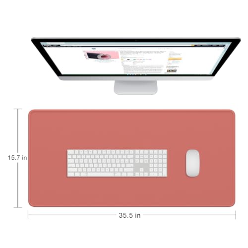 Dapesuom Large Gaming Mouse Pad, Extended Mouse Mat with Stitched Edges, Full Size Keyboard Pad with Non-Slip Base, Big XXL Computer Desk Mats for Gamer, Laptop, Office, 35.5 x 15.7in, Indian Red - color: Indian Red, size: 35.5L x 15.7W inches