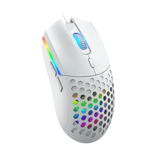 Cuifati Hollow Design RGB Backlit Wired Mouse, Ergonomic 6400DPI Optical Gaming Mouse 6 Buttons USB Plug Play, Lightweight 99g Computer for Gaming and Work, Premium ABS Durable (S500 Black) - color: S500 Black