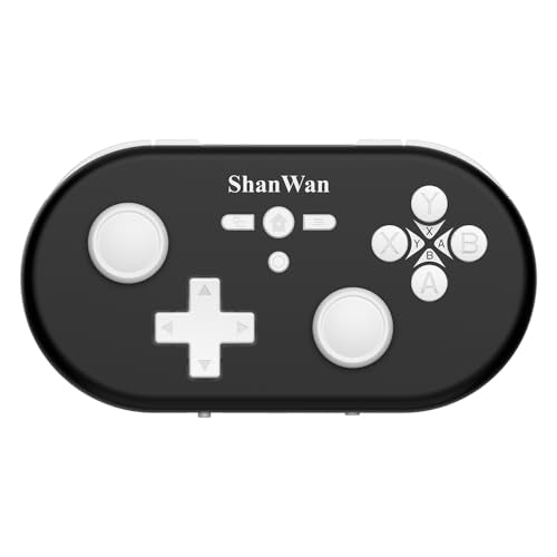 ShanWan Wireless Mini Controller for Switch, PC, iOS, Android, Supports Keyboard Mode for iPad Procreate (Black) - color: Black