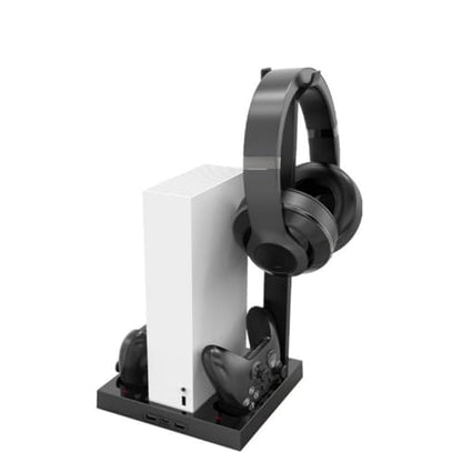 Multifunction Vertical Stand Double Controller Charger Dock Base Built-in Two Cooling Fan for XSS Game Console