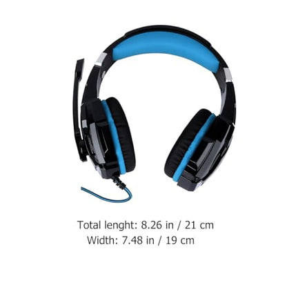 KALLORY Wired Gaming Headset with Mic and Glowing Led, Over-Ear Head-Mounted Headphones for PC and Console with 3.5mm Adapter Cable, Black and Blue for Online Gaming and Esports