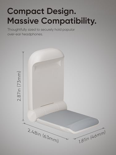 MAMUVIMO Headphone Stand, Headset Stand Foldable ＆ Sticky, Headphone Holder Hook Mount with Non-Slip Silicone, Adhesive Earphone Desk Hanger Clip Space-Saving for Airpods Max, All Earphones- Starlight - color: Starlight, size: 1 Pack