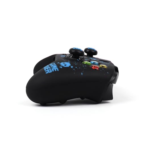Pixelated Skull Controller Skin Compatible with Xbox Series X Wireless Controller, RALAN Protector Case， Customised Thumb Grips Cap - color: Pixelated Skull Black Blue