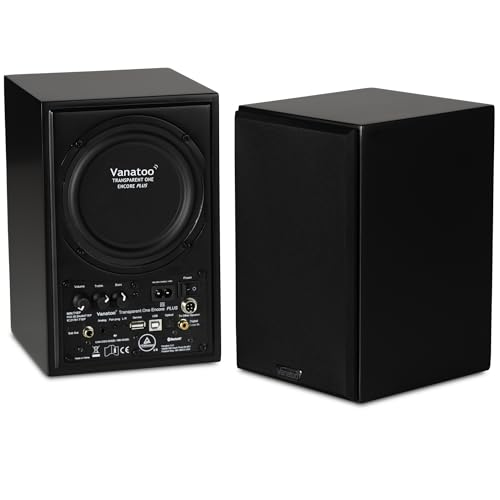 Vanatoo Black Transparent One Encore Plus Near Field Studio Monitor Speakers Pair for TV, PC, Gaming. Powered Speakers for Desktop and Room. AUX, USB, Bluetooth, Toslink Optical, Coax, Remote. - color: Black