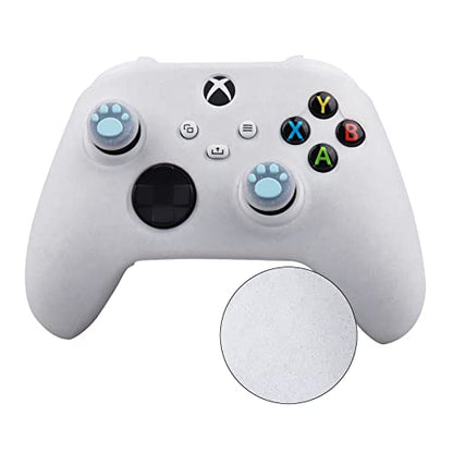 RALAN Glitter Controller Skin for Xbox Series, Anti-Slip Silicone Controller Cover Protector Case Compatible for Xbox Series Gamepad Joystick with 4 Cat Caps and Black Pro Thumb Grip x 8. - color: White