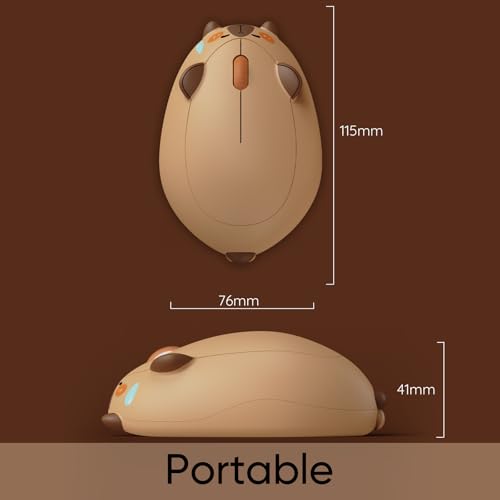 Akko 무선 게이밍 마우스 카피바라, 트라이모드 마우스 BT3.0/BT5.0/2.4G, 컴퓨터/노트북/데스크톱/PC용 귀여운 광학 무선 만화 마우스, 맥/윈도우와 호환 - color: 카피바라