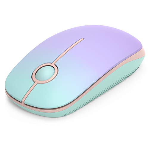 Unipows Wireless Mouse-2.4G Slim Portable Computer Mouse with Nano Receiver | Less Noise Mobile Optical Mice for Notebook, PC, Laptop, Desktop, Gradient Mint Green - color: Gradient Mint Green
