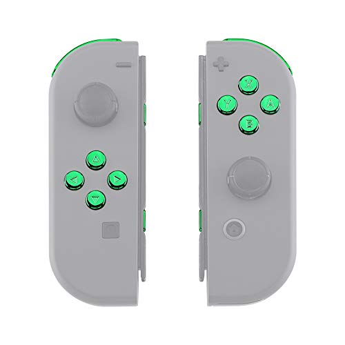 eXtremeRate DIY Full Set Buttons for Nintendo Switch & Switch OLED, Chrome Green Glossy Replacement Buttons for JoyCon, ABXY Direction Keys SR SL L R ZR ZL + - Home Capture Trigger Buttons Springs - color: Chrome Green