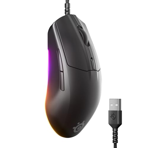 SteelSeries Rival 3 Gen 2 Gaming Mouse — 8500 DPI TrueMove Core Optical Sensor — 60 Million Click Durability — Low Latency — 77g Lightweight — 100% PTFE Feet — RGB — Black - color: Black, style: Rival 3 Gen 2 - Wired