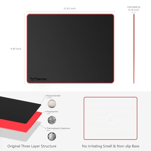 Plastic Resin Hard Mouse Pad Premium Esports Waterproof Ultra Smooth No Irritating Smell Environment Fast and Accurate Control for Office and Gaming Laptop(11.87x9.45in) - size: 11.8L x 9.5W inches