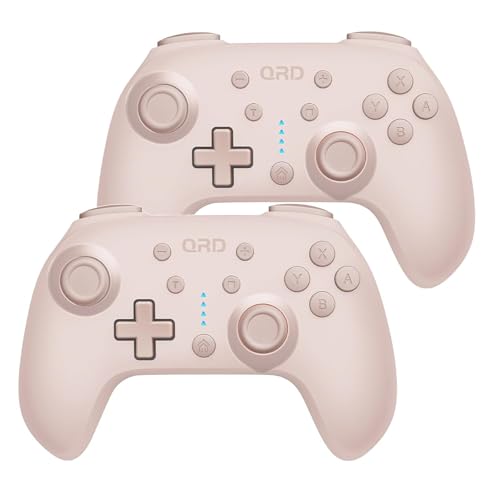 QRD Junior E5 Wireless Controller for Switch/Lite/OLED/Switch 2 Windows PC Mac iOS Andoird,6 Axis Gyro,TURBO (Switch Controller Pink*2PCS) - color: Switch Controller Pink*2PCS
