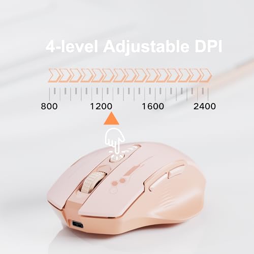 Uineer Bluetooth Mouse, Tri-Mode Wireless, Rechargeable, 3-Device Switch | Dual Bluetooth plus 2.4G connectivity, 3-device switching and a visible rechargeable battery level. - color: pink