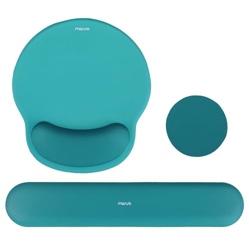MOSISO Wrist Rest Support for Mouse Pad&Keyboard Set, Teal Green | Circle Curved Ergonomic Mousepad Non-Slip Base Home/Office Pain Relief&Easy Typing Pad with Soft Cloth&Silicone Lining - color: Teal Green