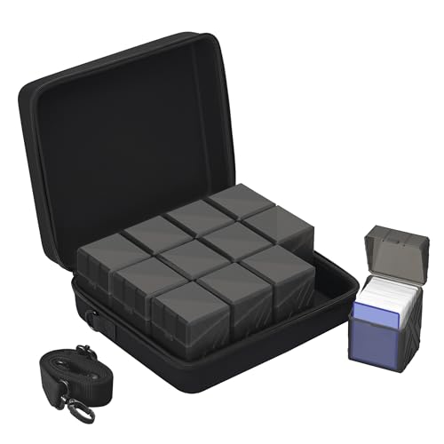 Brappo 200+ Hard Portable Card Deck Cases, Compatible MTG, TCG and Sport Cards etc. Game Cards, Set Contains 12 Pack Clear Card Storage Boxes and one card box storage bag.(No Cards) (Black, 12 pack) - color: Black, size: 12 pack