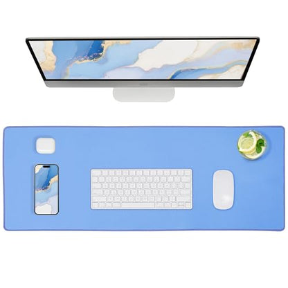 ALOANES Non-Slip Extended Mouse Pad Office&Home Desk Mat Stitched Edge | Blue Waterproof Jacquard Mousepad for Laptop Office Home 35.43"x15.74"x0.12" - color: Blue, size: 35.4L x 15.7W inches