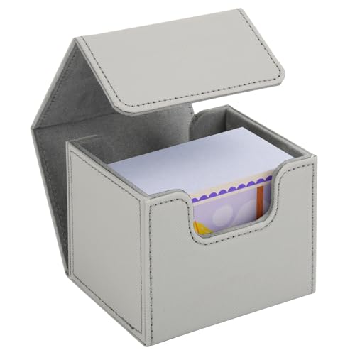 Homakover Trading Card Storage Box, Card Deck Case for Trading Cards 100, Leather Magnetic Closure Commander Deck Box Fit for MTG and Sport Cards (Grey)