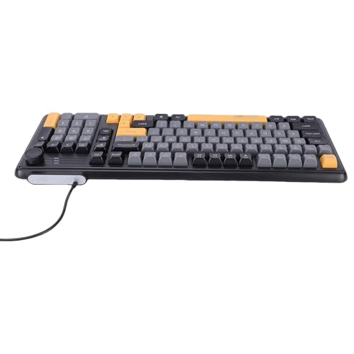 Wired Gaming Keyboard, RGB Backlit Membrane Keyboard, Ultra Compact Ergonomic with Knob, Silent Anti Ghosting Keys & PBT Keycaps, Ideal for PC Laptop