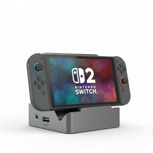 Portable TV Docking Station Compatible with Switch 2/1, Switch 2 Docking Station with 4K@120Hz HDMI Adapter/2 USB Port/Type C, NS Dock Support Latest System, [No Charger & Cable]