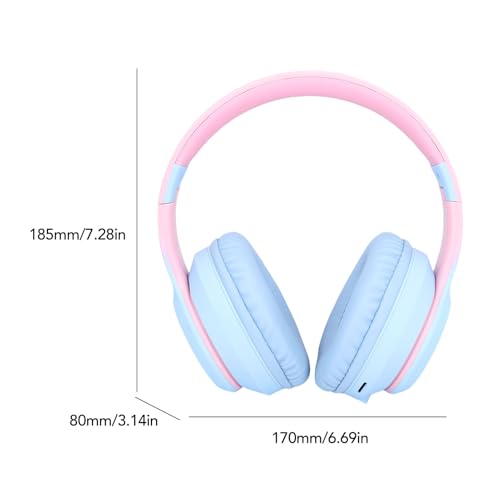 SUNGOOYUE Headphone Gaming Headphones, ABS 5.3 Over Ear Headset with Active Noise Cancelling, 3.5mm Wired, Foldable, Mic, 400mAh for Gaming Music Calls (Blue) - color: Blue
