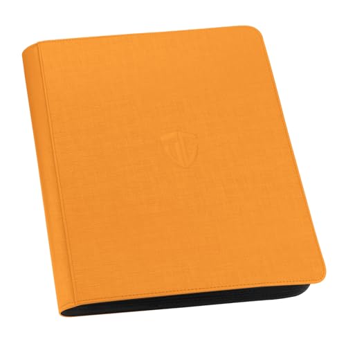 Toploader Binder,Holds 216 Toploaders,9 Pocket Top Loader Binder with Sleeves for 3"x4" Rigid Toploaders Hard Cases,Top loader Binders for TCG, MTG Card Binder, Trading Cards Binder(Orange) - color: Orange, size: 9 Pocket