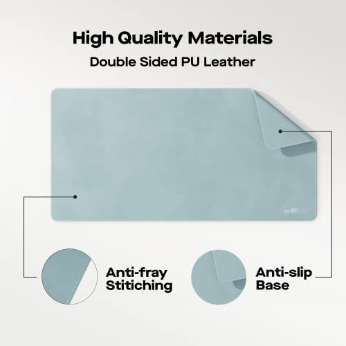 Mobile Pixels PU Leather Protective Desk Mat (Haze Blue) | Spill-resistant, Waterproof, Non-slip base, Stitched Large Extended Pad, Mouse and Monitors for the Home/Office 31.5"x15.75" - color: Haze Blue