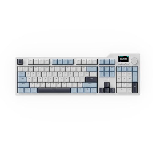 DAIDAI×AJAZZ AK35I V3 Full Size Hot Swap Mechanical Gaming Keyboard with Screen & Knob 2.4G/BT/USB-C Gasket Keyboard FR4 Plate 8000mAh Battery South Facing LED RGB (Avocado Axis) - color: AK35i V3 MAX