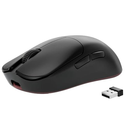FELICON AJAZZ AJ099 Wireless Gaming Mouse, 59g Ultra-Lightweight, 6 DPI Settings, 2.4G & Wired, 500mAh Rechargeable Battery, Compatible with PC/Windows/Mac/PS4/Xbox (Black) - color: Black