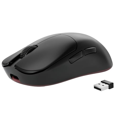 FELICON AJAZZ AJ099 Wireless Gaming Mouse, 59g Ultra-Lightweight, 6 DPI Settings, 2.4G & Wired, 500mAh Rechargeable Battery, Compatible with PC/Windows/Mac/PS4/Xbox (Black) - color: Black