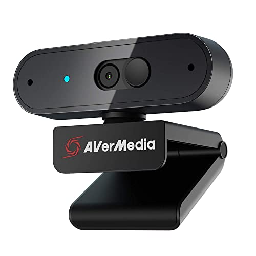 AVerMedia PW310P Webcam, Webcam Cover, 1080p/30fps Videochat and Recording, Plug and Play, Microphones, Stream, Autofocus, Works with Skype, Zoom, Team - Black - style: 1080p30fps auto focus