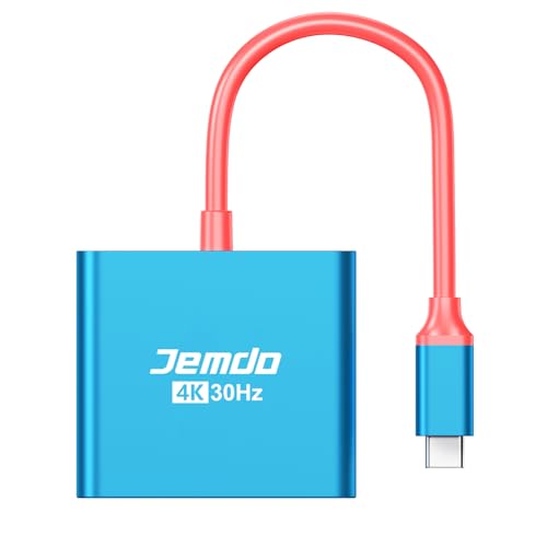JEMDO Portable Dock Adapter for Switch, Travel Docking Station for TV with 4K HD HDMI Output & PD Fast Charging & USB 3.0 Compatible with Switch/OLED, Steam Deck, MacBook Pro/Air, ROG Ally