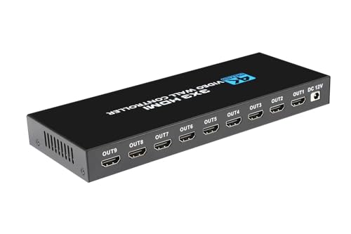 4K Seamless Splicing TV Wall Processor - HDMI & DVI Input, 1080P HDMI Video Image Processor with RS232, Support 180Rotate, 1x2 to 3x3 Configurations - color: 3x3 HDMI Video Wall