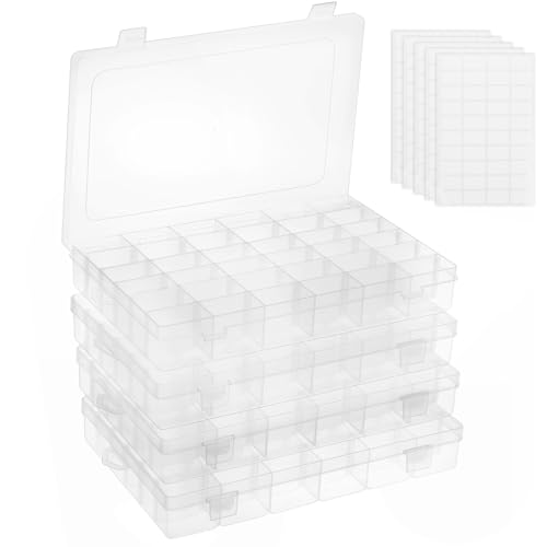 Bead Organizer Storage 4 Pack 36 Grid Jewelry Tackle Craft Box Adjustable - color: 4 Pack